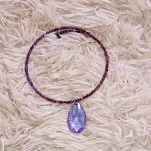 Purple Amethyst Necklace with Teardrop Pendant